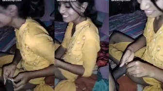 Sexy girl puts condom boyfriend dick sex